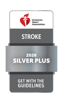 Image of an award logo for Get with the Guidelines Stoke - Silver